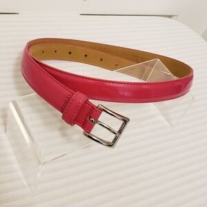EC Eliza B Hot Pink Patent Belt with Shiny Silvertone Buckle Size Medium, Preppy